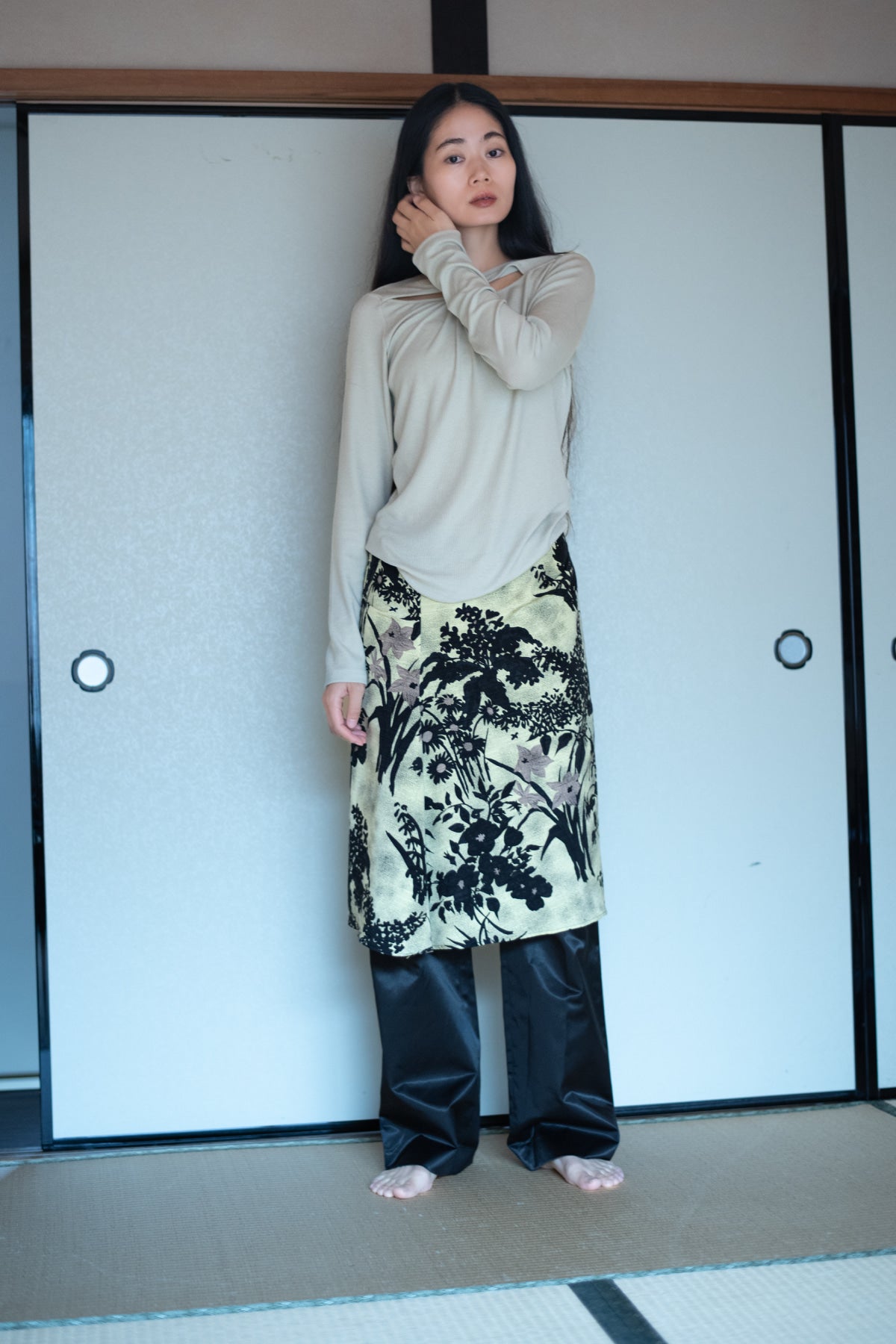 ARC SILK PRINT SKIRT