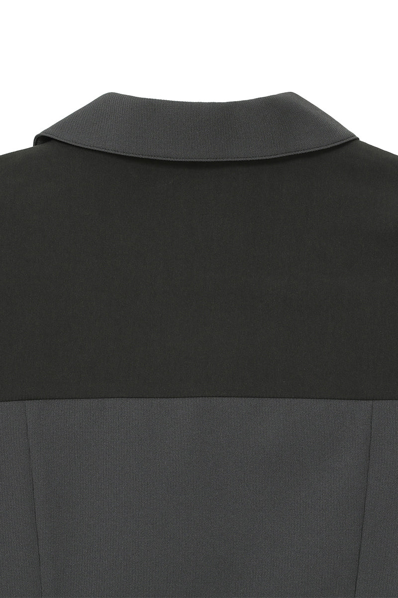 Diagonal placket layered shirt