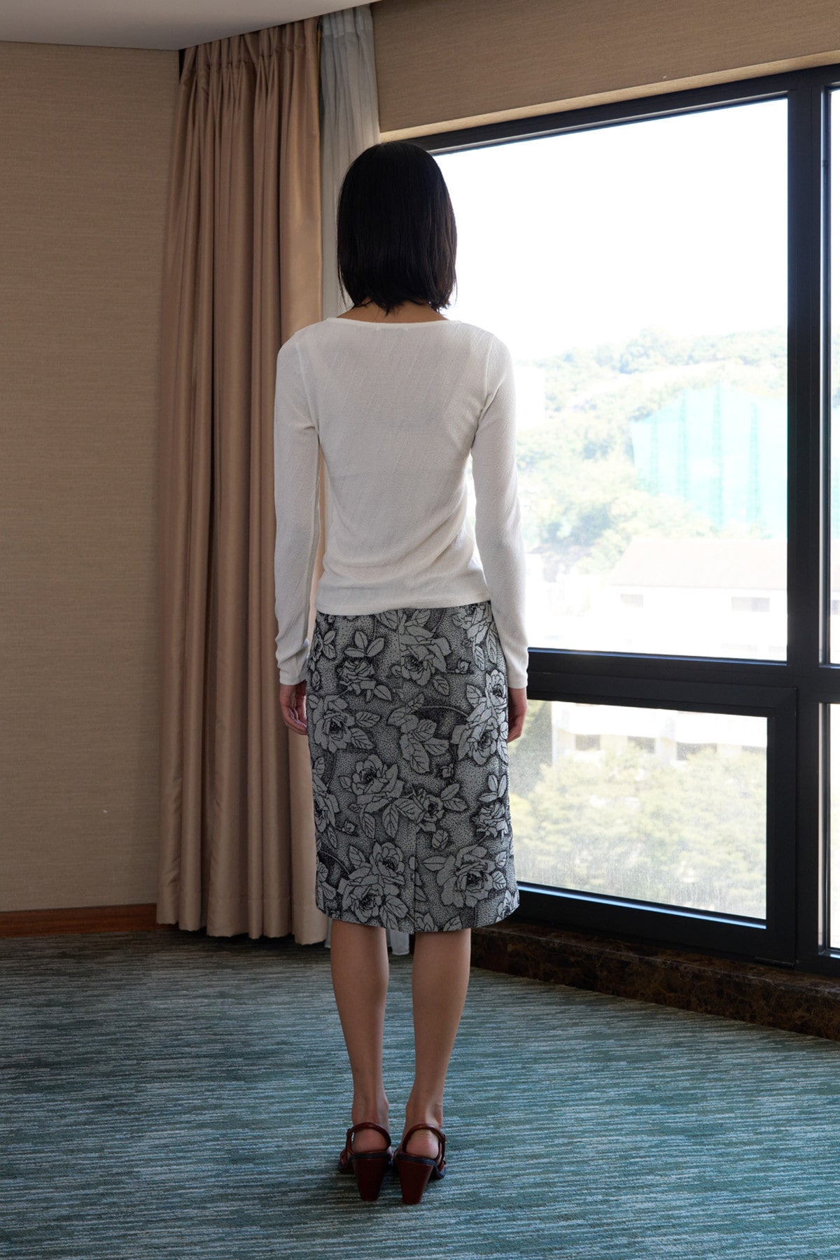 DOT ROSE WOOL SKIRT