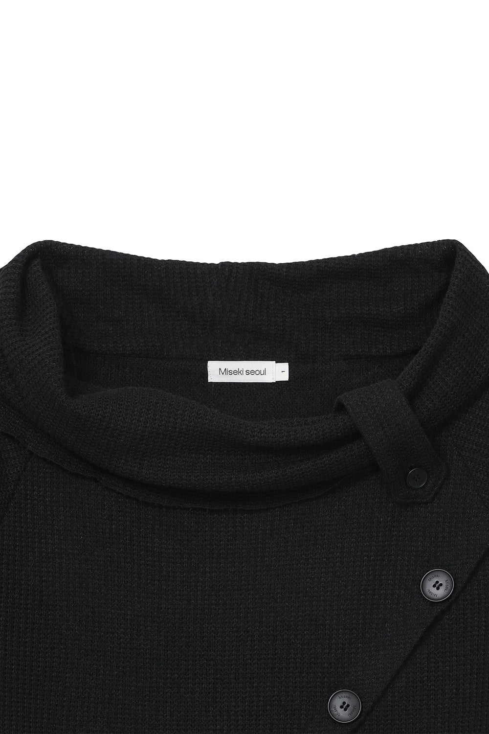 Diagonal crochet knit top BLACK