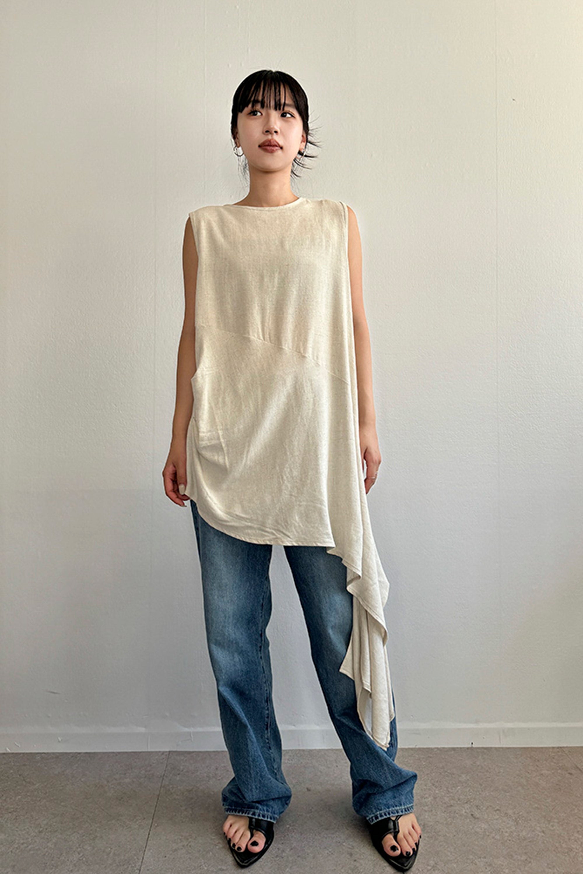 Asymmetry Linen Tank Top［30%OFF］