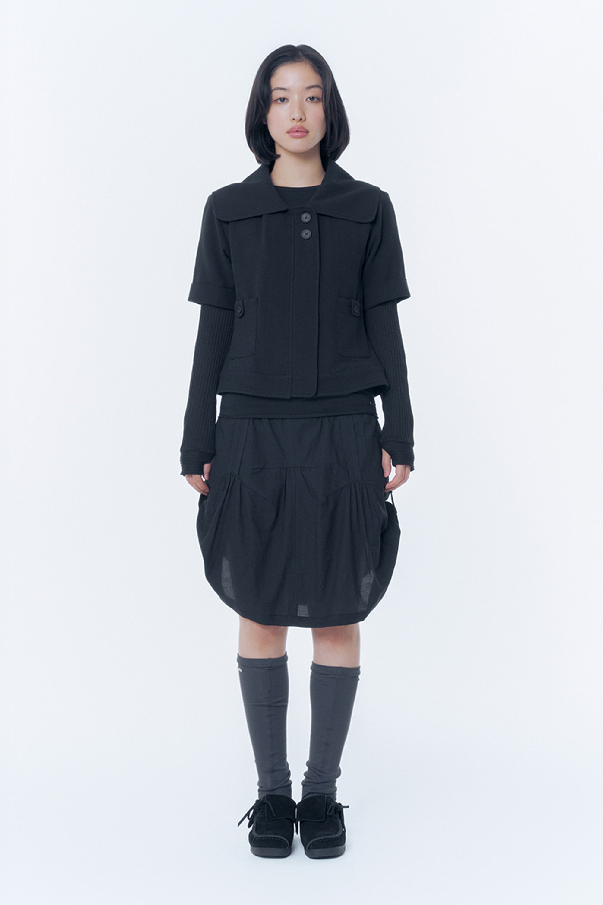 Slouchy balloon midi skirt