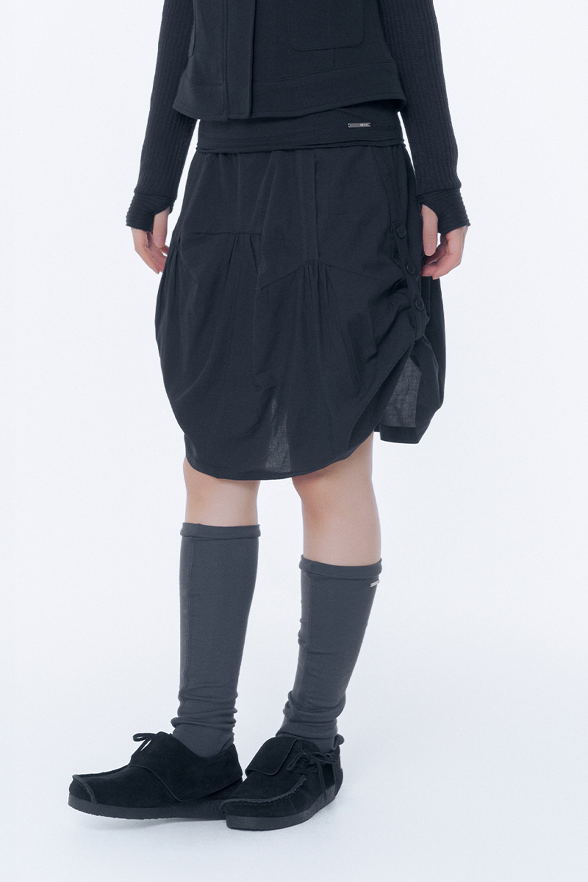 Slouchy balloon midi skirt