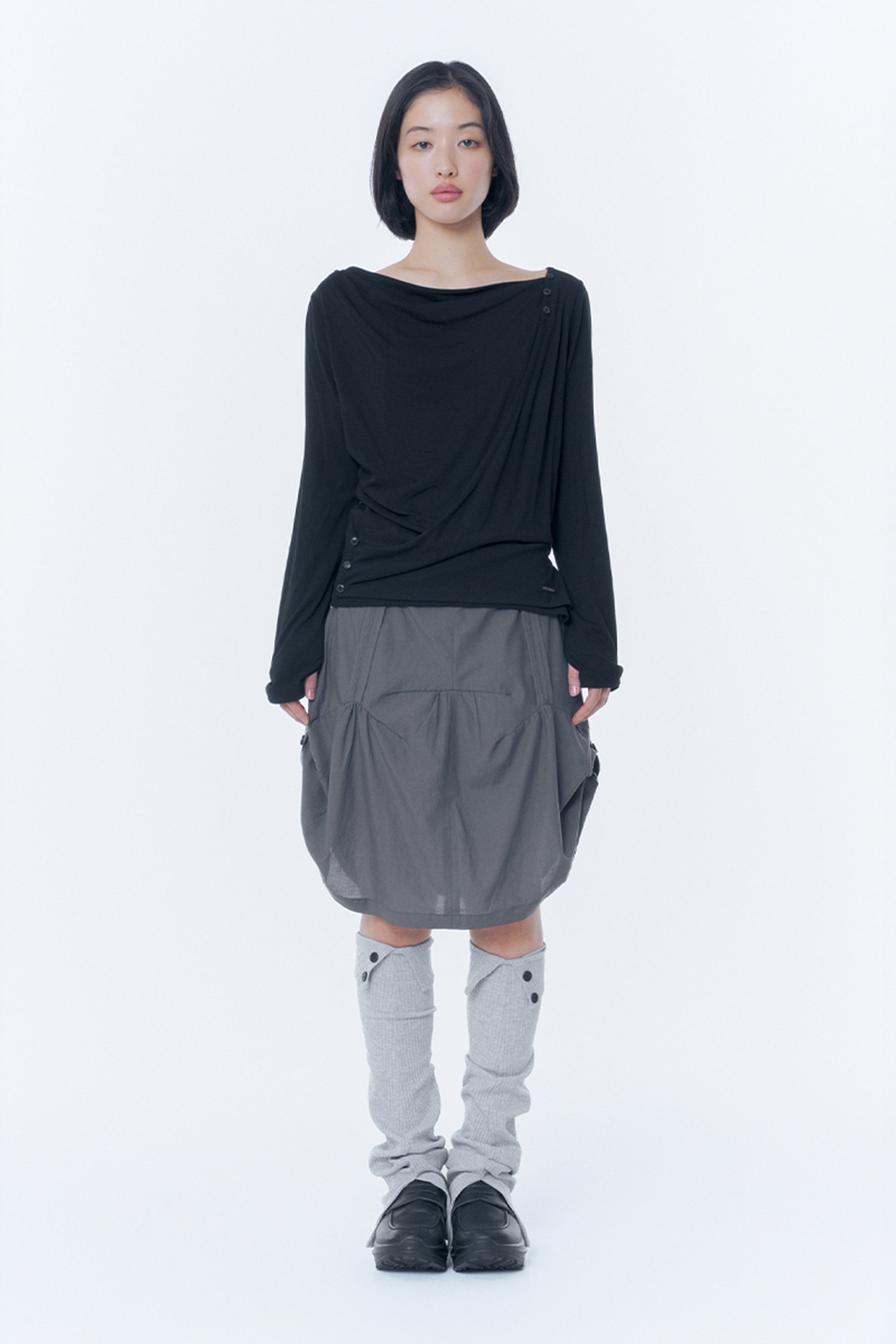 Slouchy balloon midi skirt