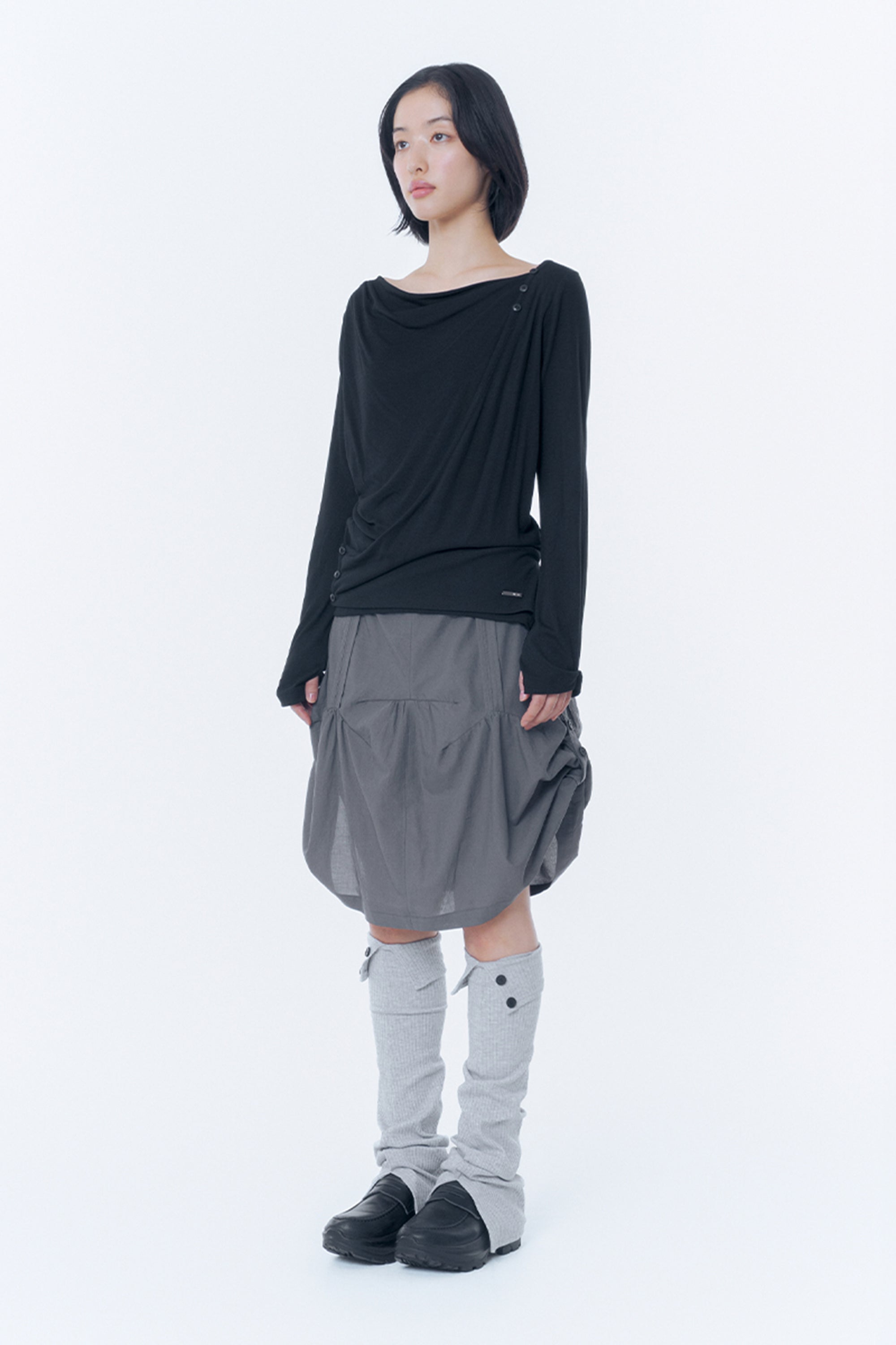 Slouchy balloon midi skirt