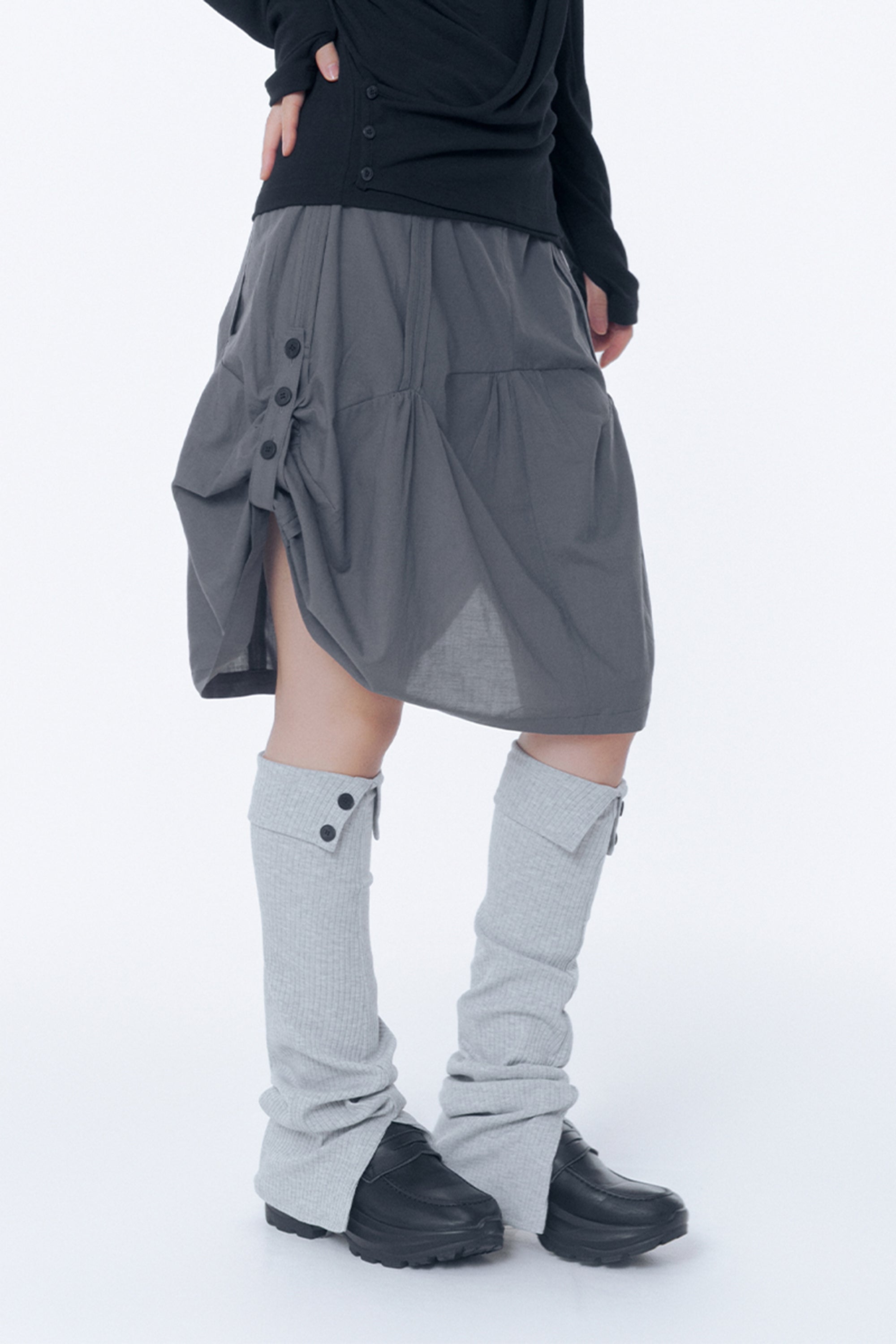Slouchy balloon midi skirt