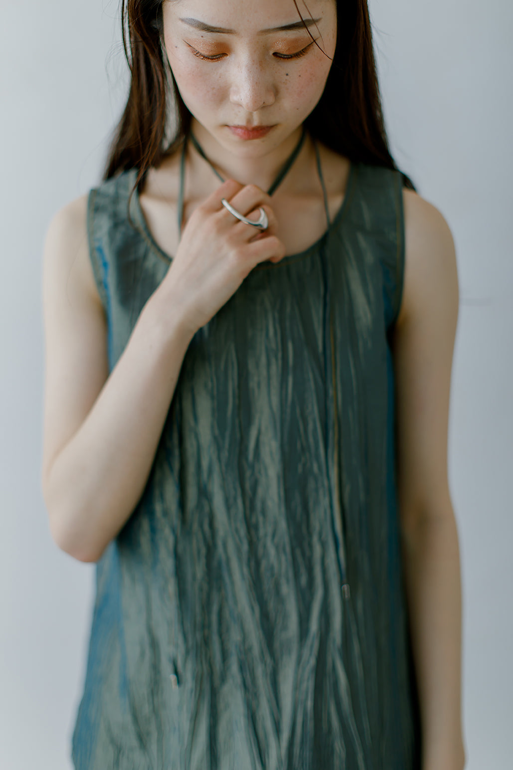 Chambray Stitch Design Tank Top