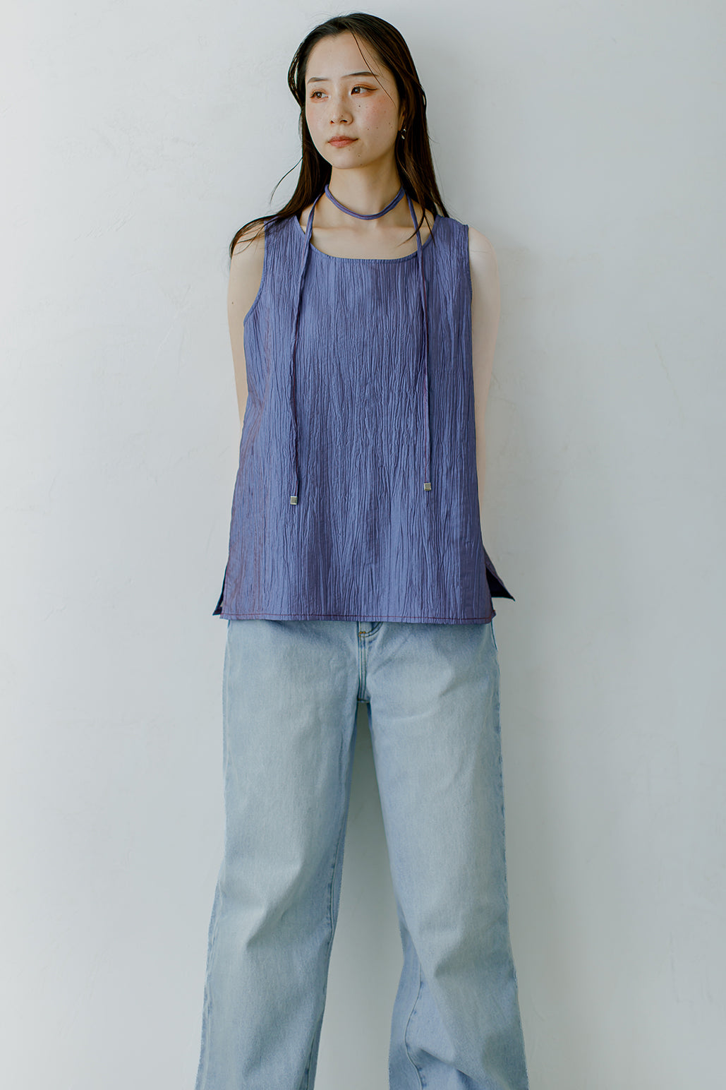 Chambray Stitch Design Tank Top