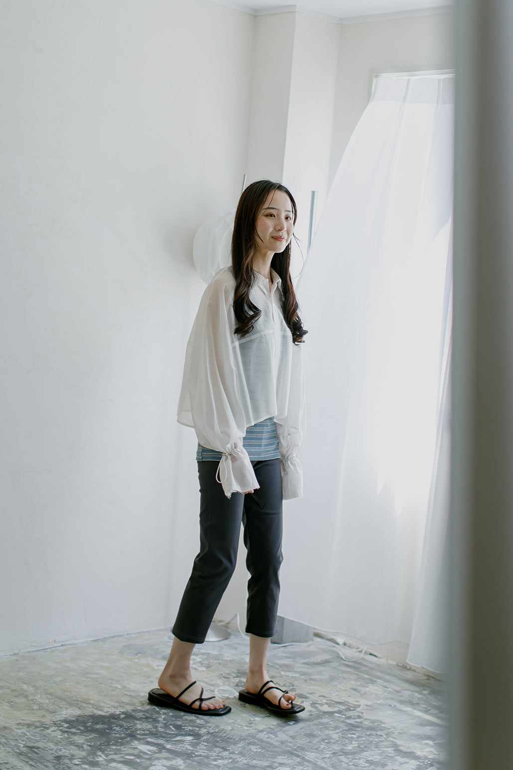 Sheer Drawsting Shirts