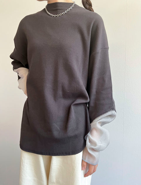 Sheer Sleeve Tops /  C.GRAY / 155cm