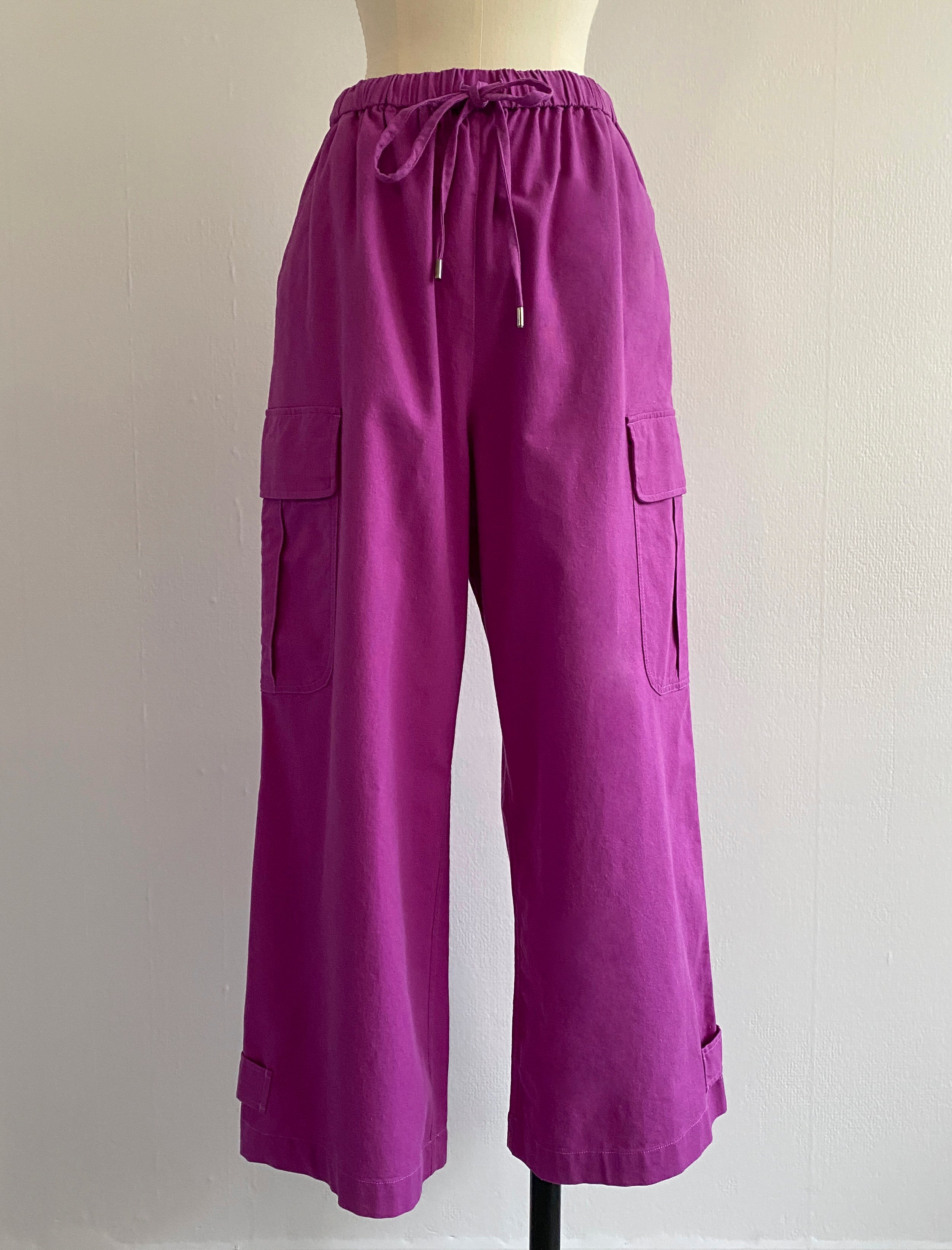 Linen Cargo Pants / PURPLE