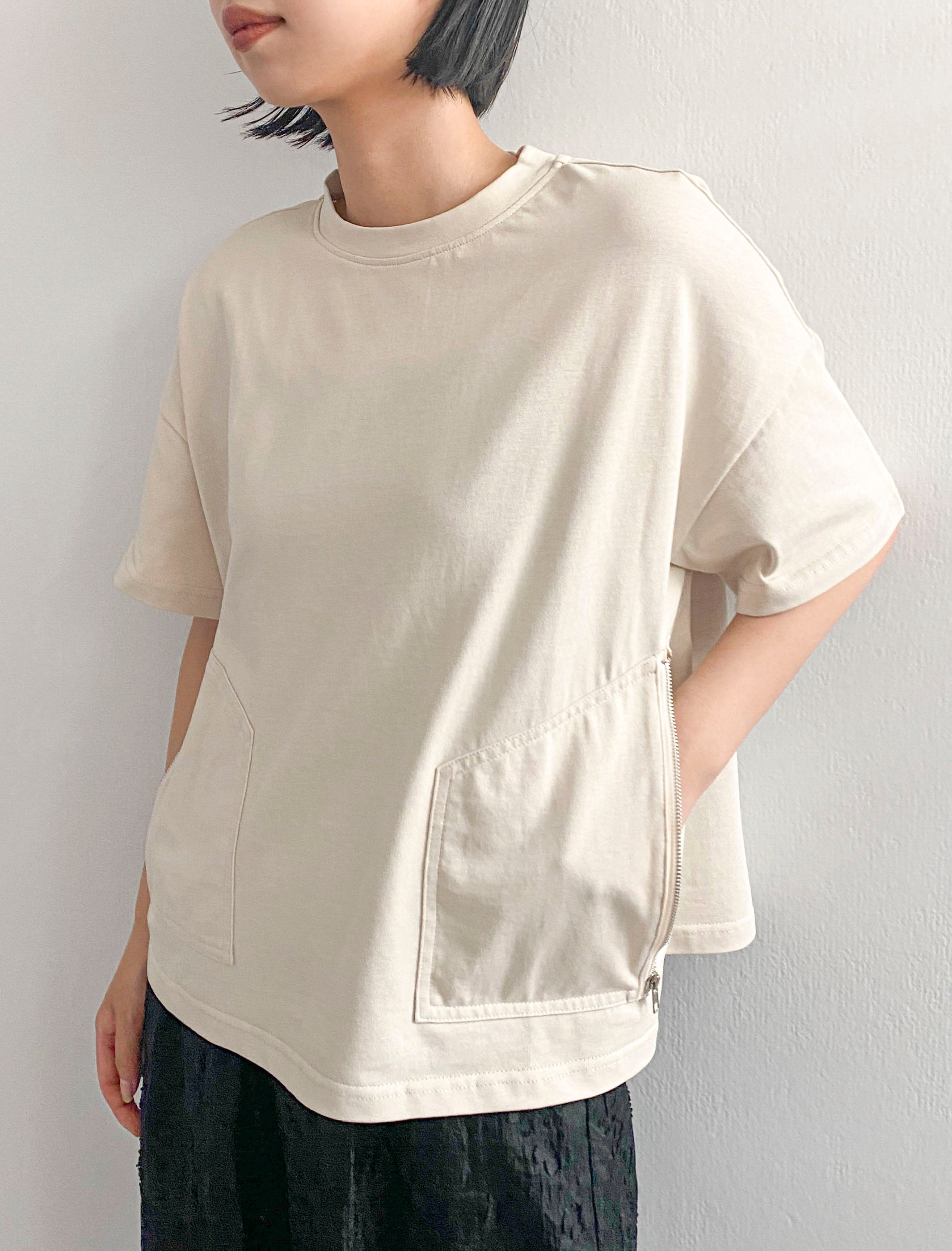 ZIP Pocket T-Shirt / OFFWHITE / 158cm