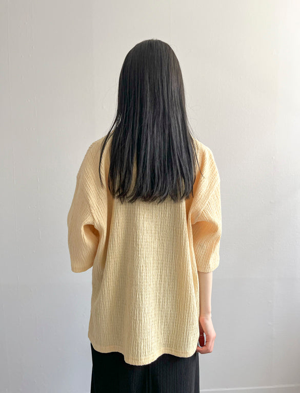 Fancy Tricot Shirt Blouse / YELLOW / 155cm
