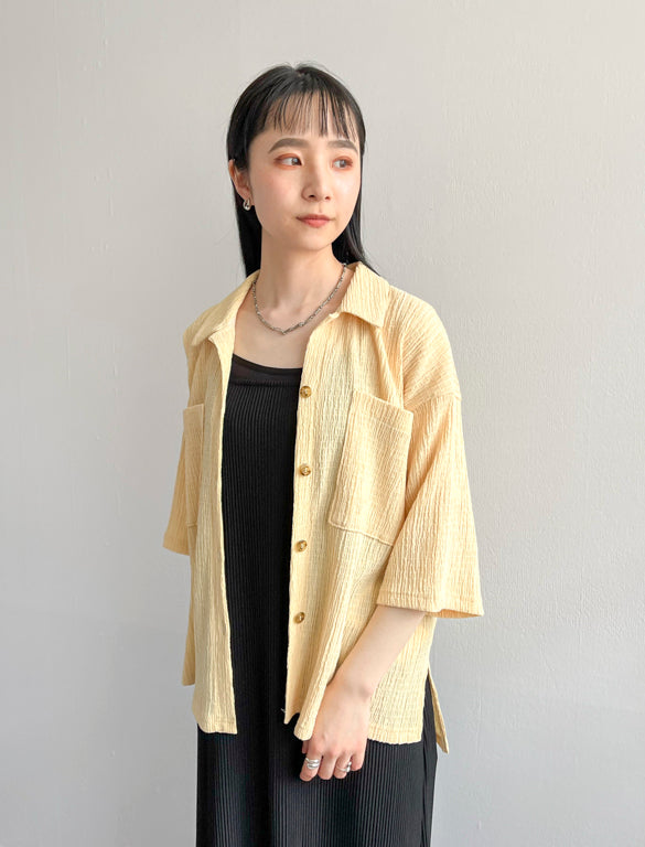 Fancy Tricot Shirt Blouse / YELLOW / 155cm