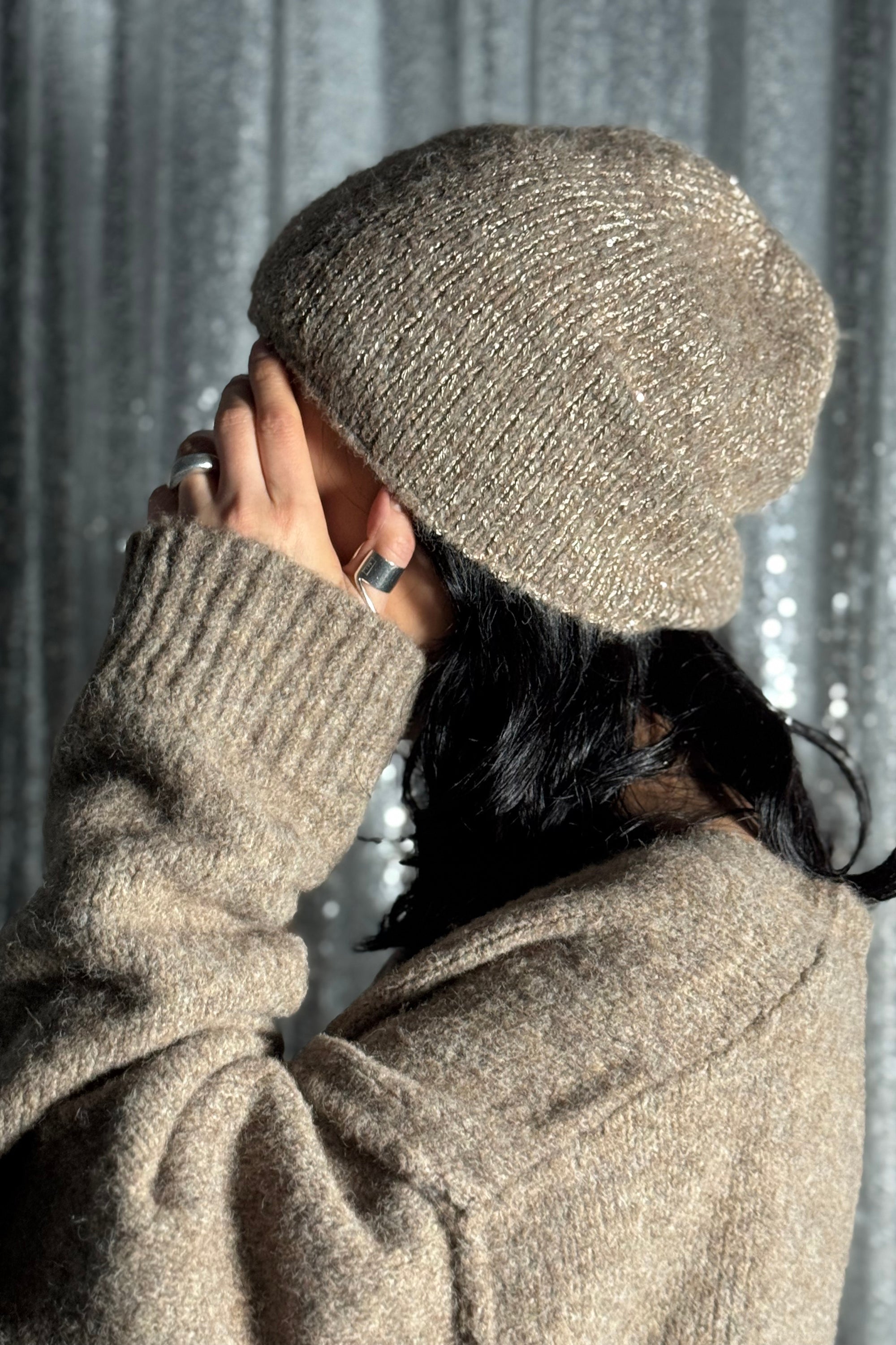 sequins knit beanie