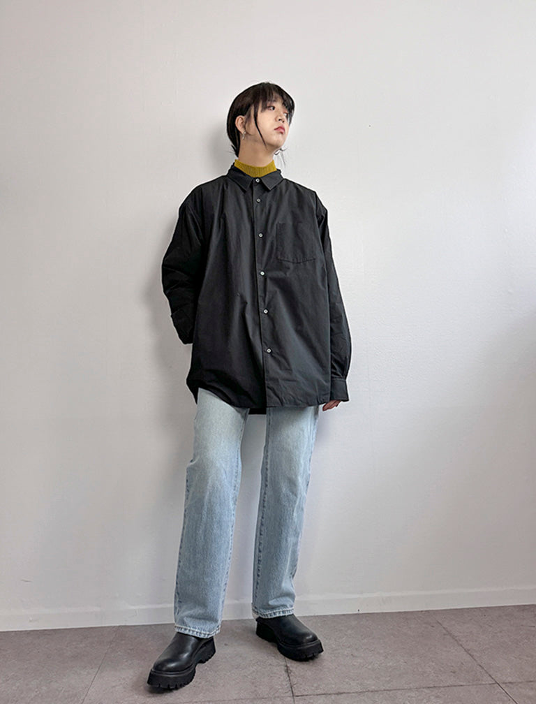 〔miffew〕Over Down Shirts / BLACK / 3 / 173cm