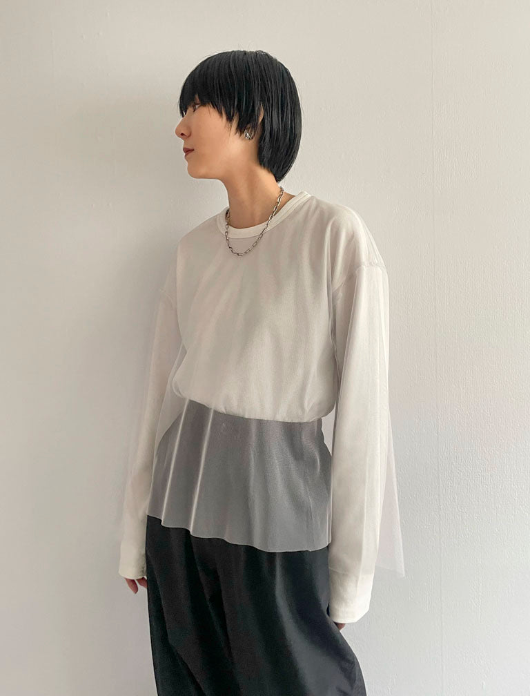 Tulle Layered Pullover / WHITE×WHITE / 166cm