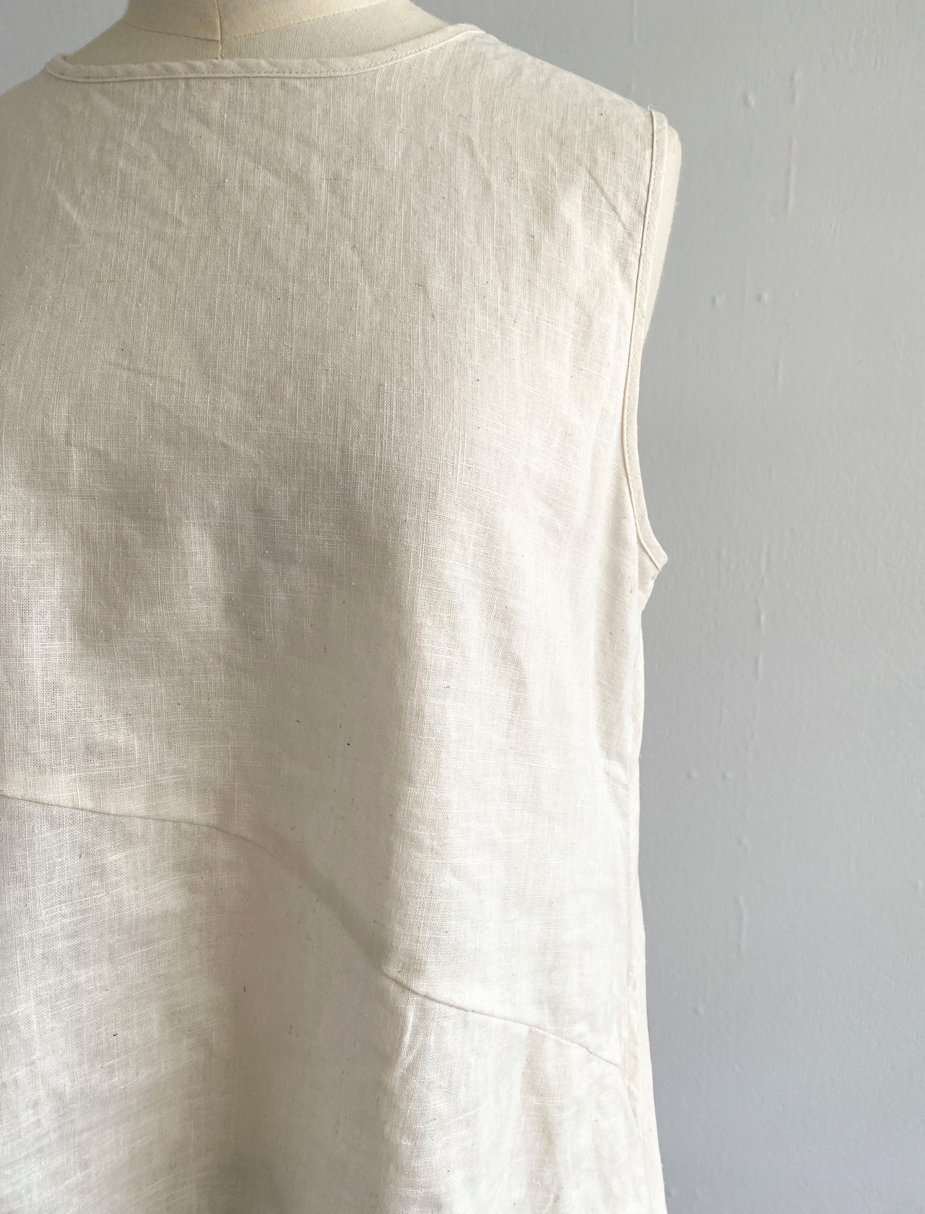 Asymmetry Linen Tops / WHITE