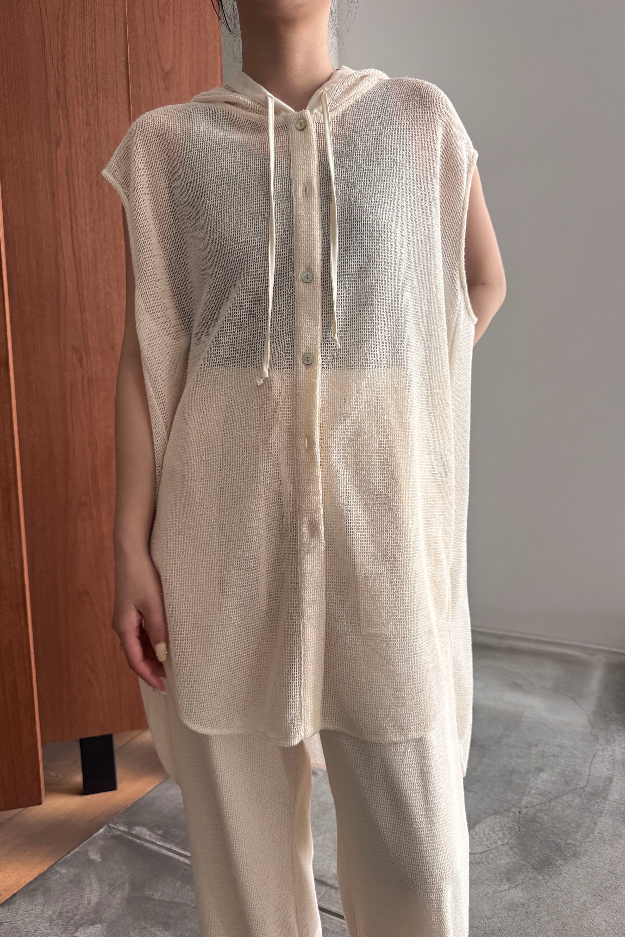 Mesh Hoodie Tunic Shirt