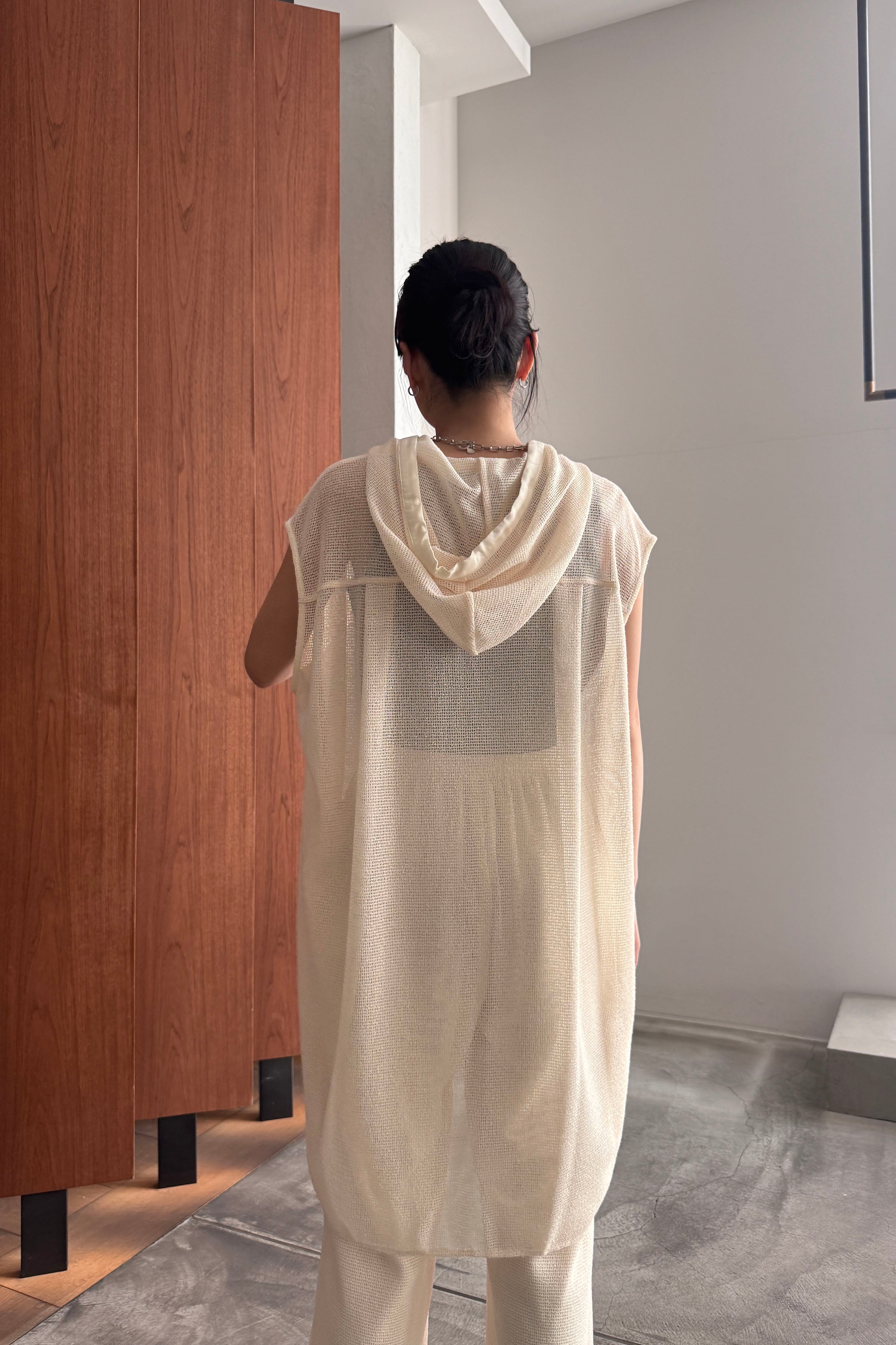 Mesh Hoodie Tunic Shirt