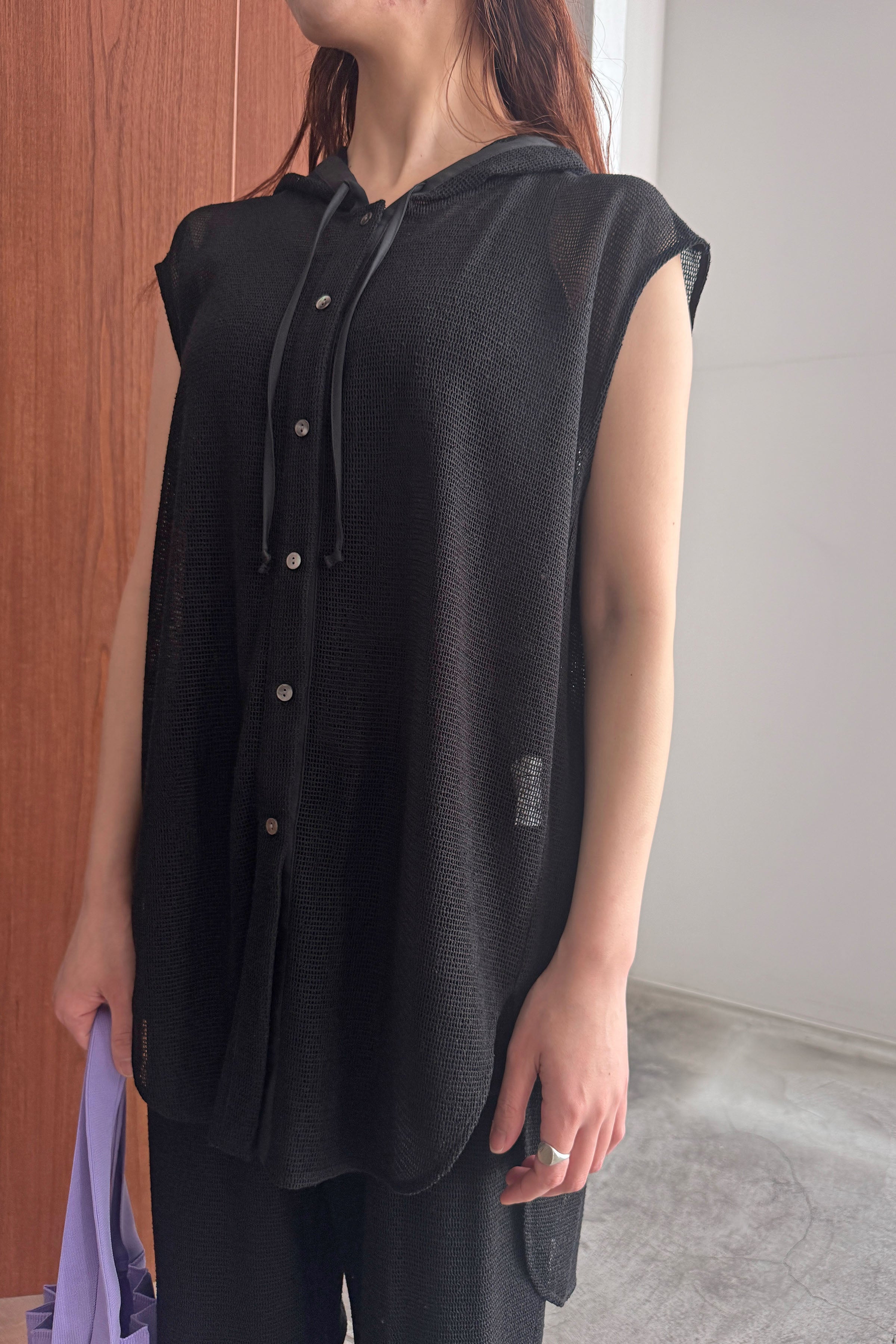 Mesh Hoodie Tunic Shirt