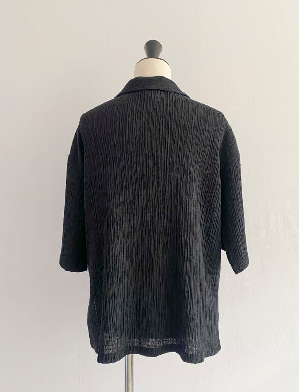 Fancy Tricot Shirt Blouse / BLACK