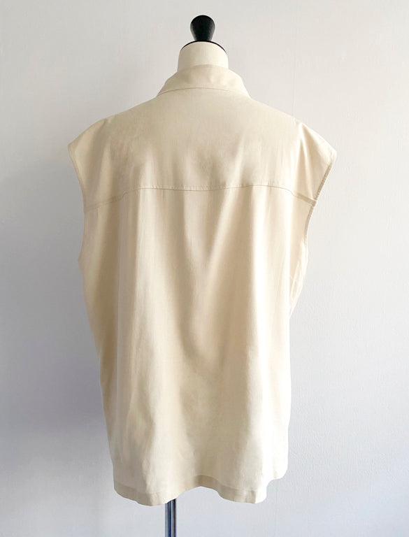 Cotton Linen Pocket Vest / IVORY