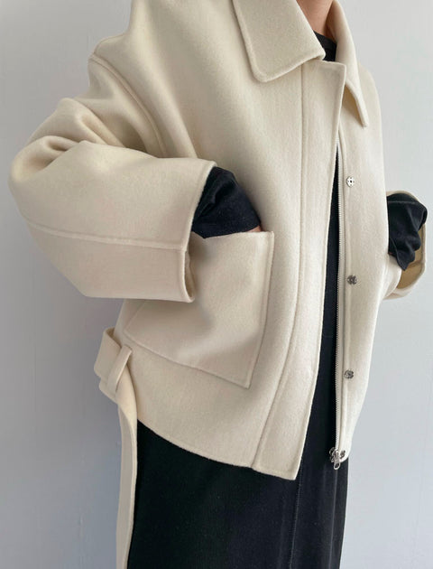 Merino Wool Short Outer / WHITE / 153cm