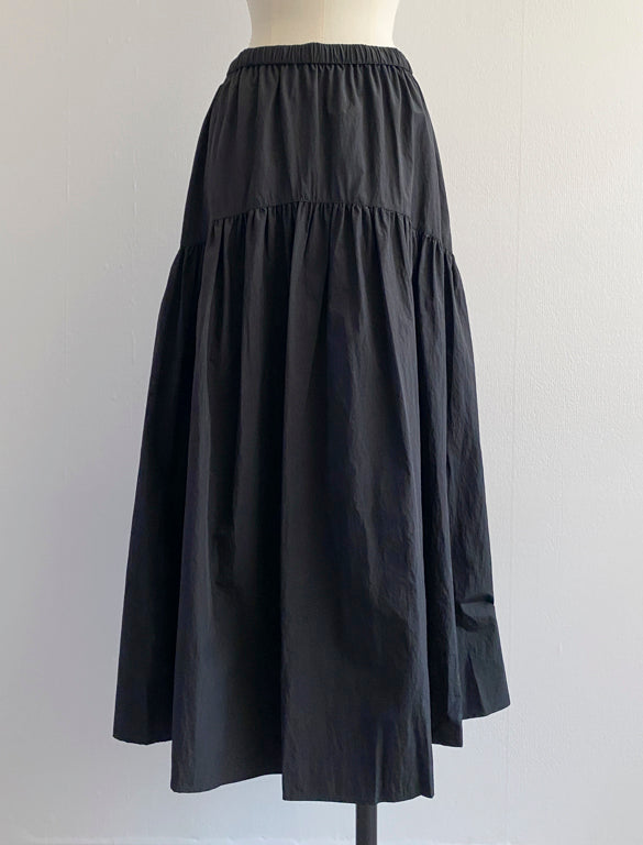 Vintage Taffeta Gathered Skirt / BLACK