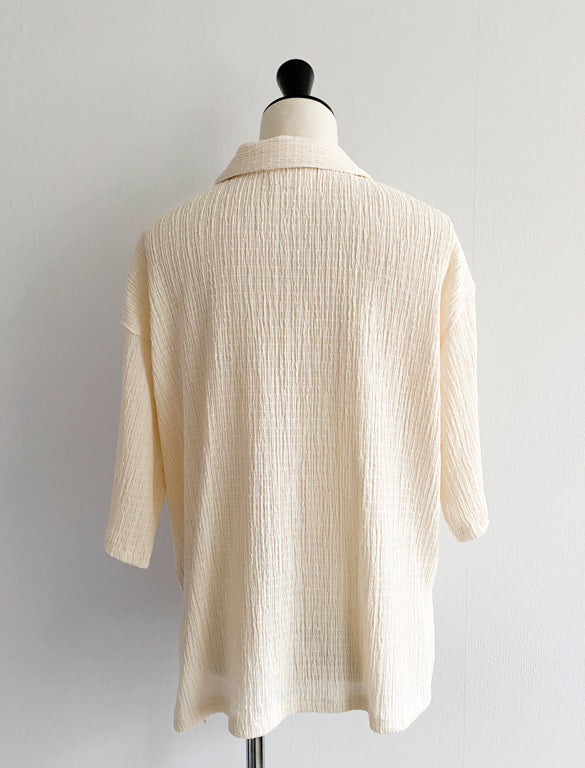 Fancy Tricot Shirt Blouse / WHITE
