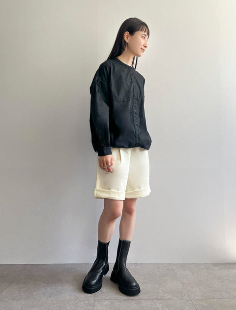 Cotton Drawstring Shirt / BLACK / 155cm