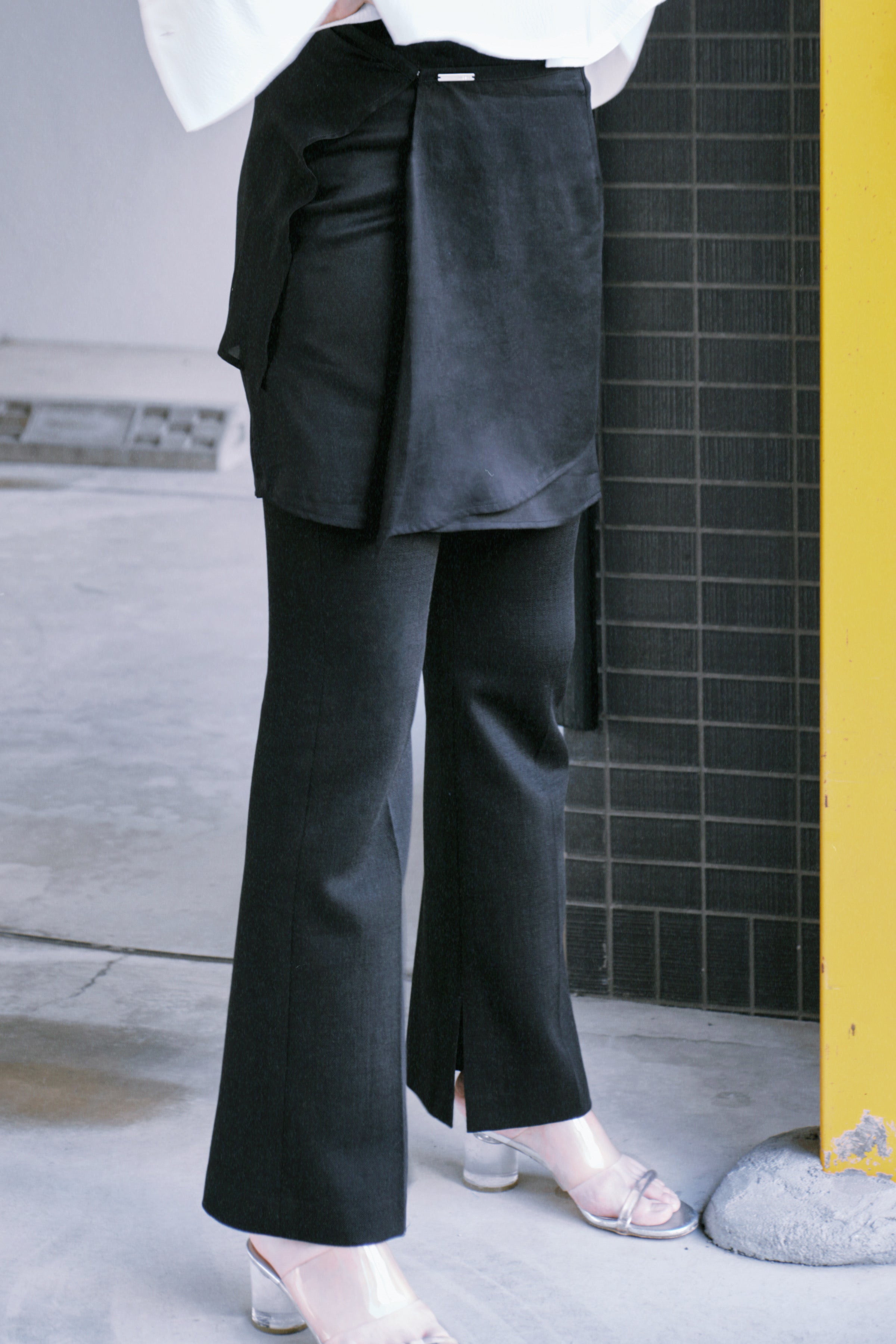 Sheer layered midi skirt
