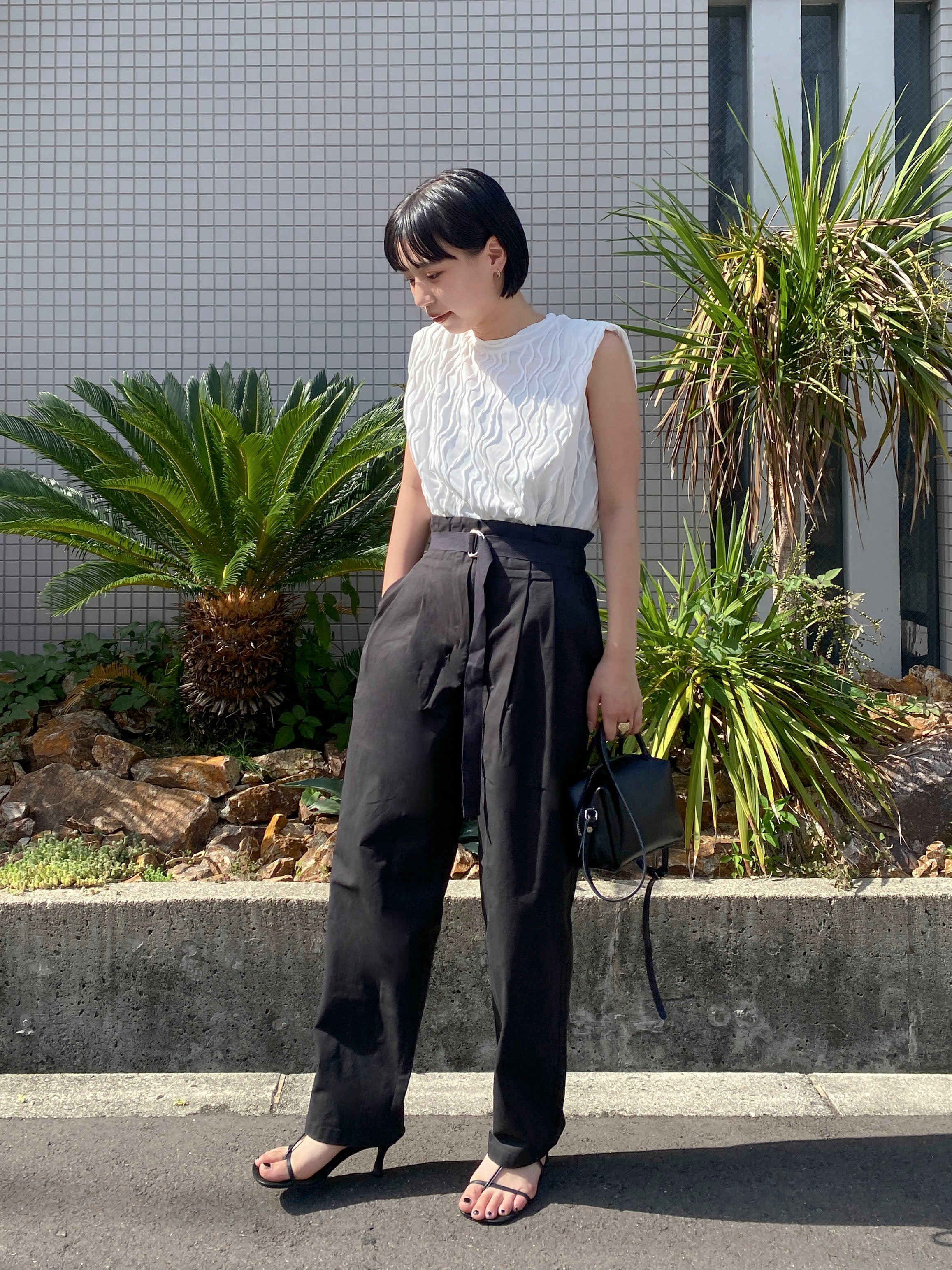 Belted Easy Pants / BLACK / 158cm