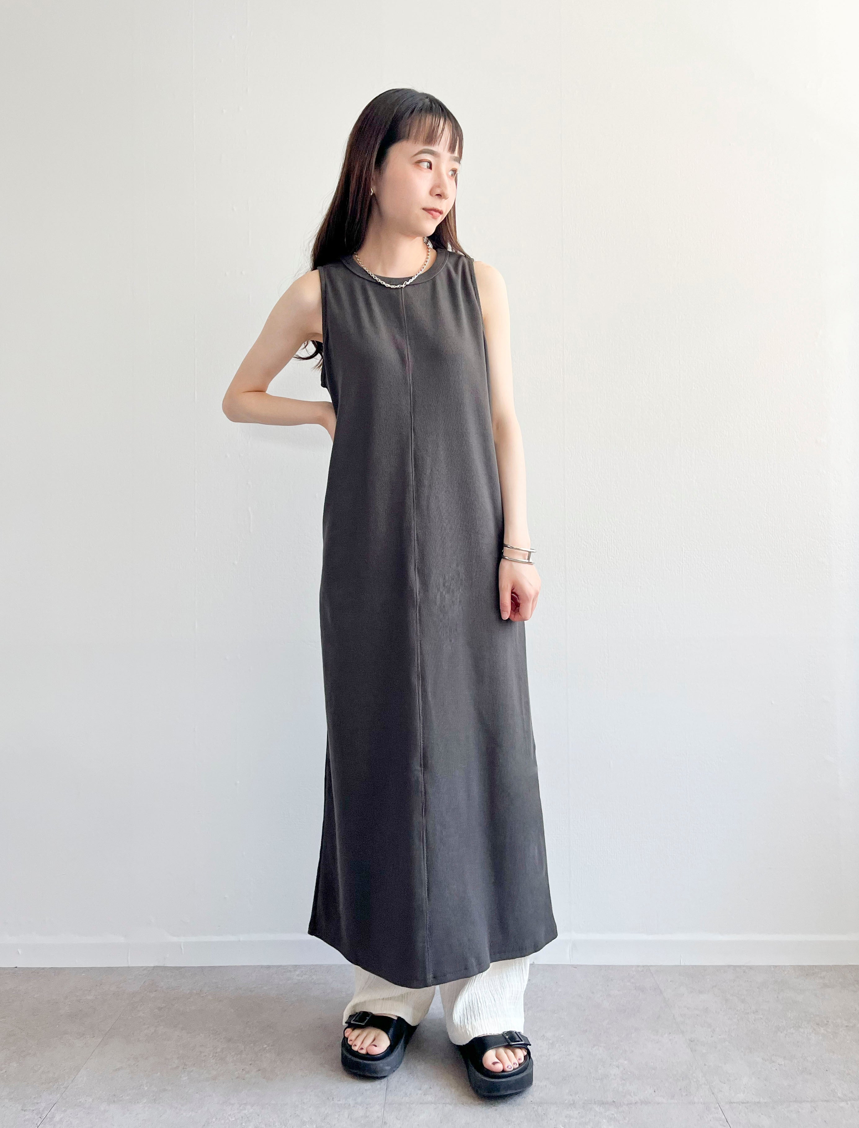 Rib No Sleeve One Piece