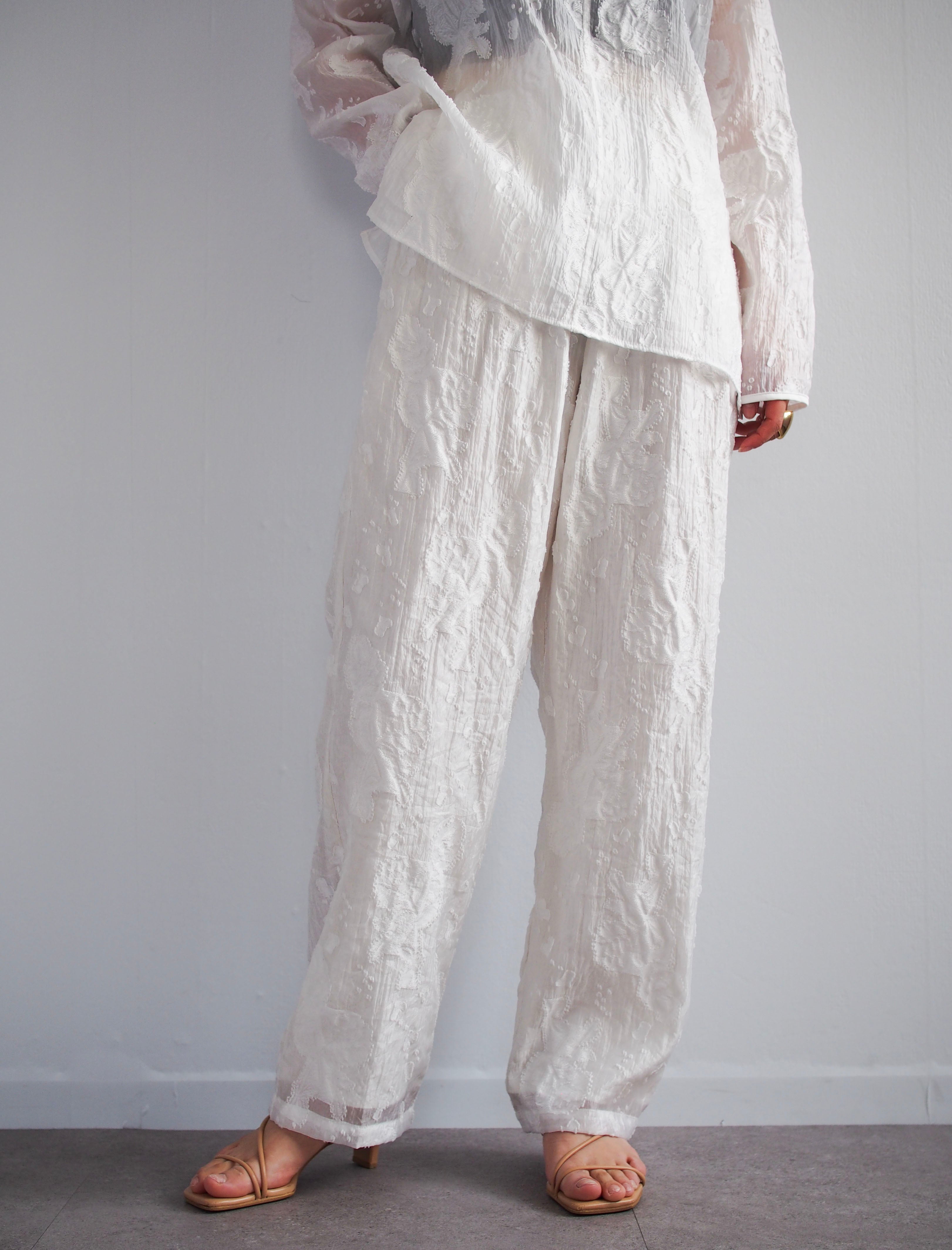 Sheer Jacquard Pants / WHITE / 158cm