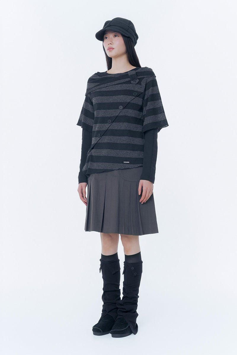 Diagonal crochet knit top STRIPE