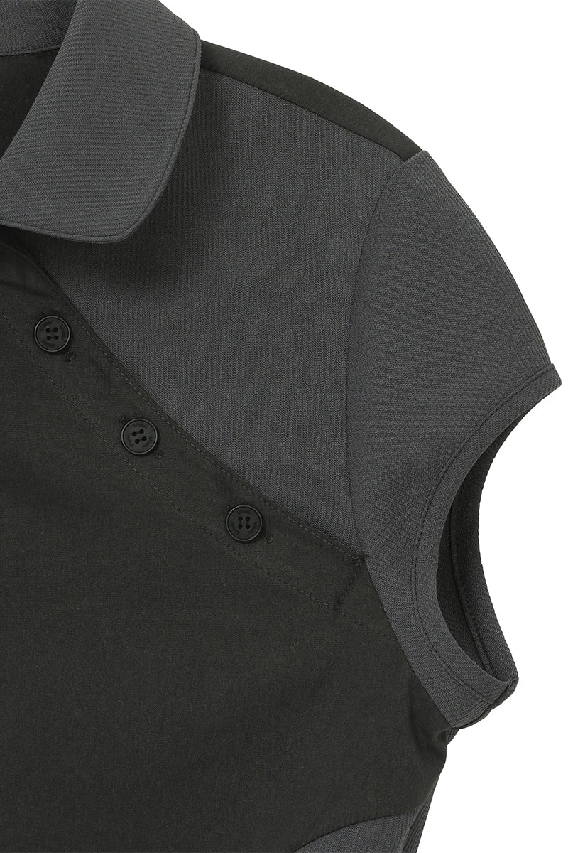 Diagonal placket layered shirt