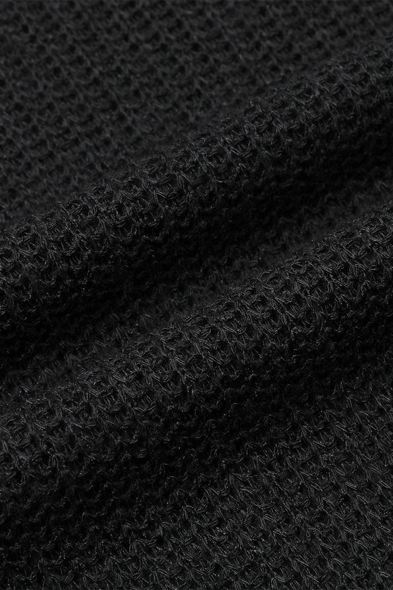Diagonal crochet knit top BLACK
