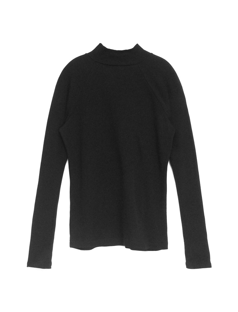Air Knit Mock Neck Pullover / BLACK
