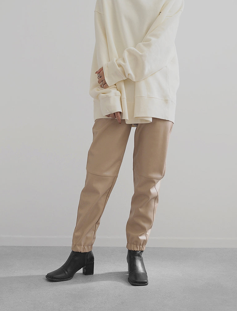 Eco Leather Pants / BEIGE / 158cm