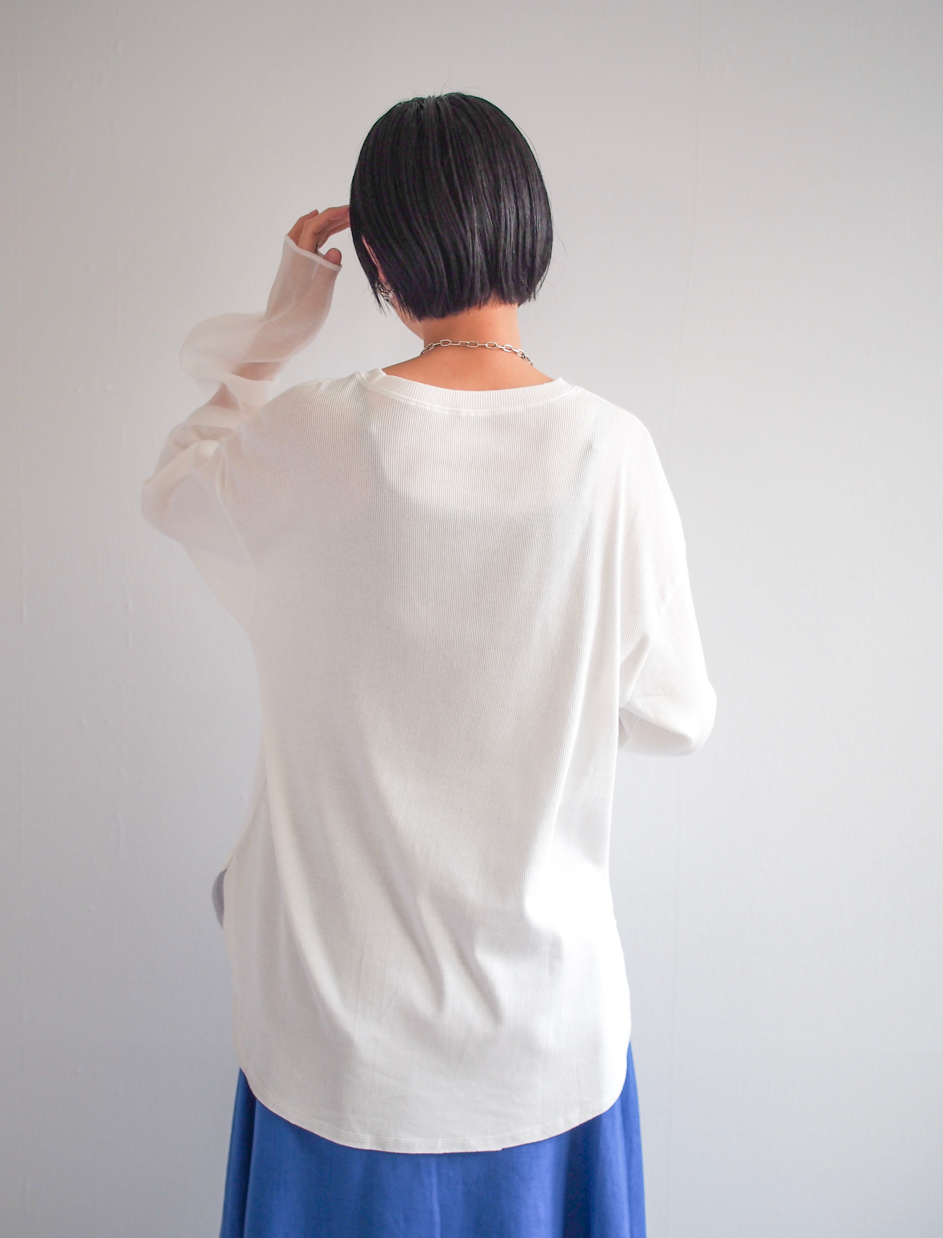 Sheer Sleeve Tops / WHITE / 166cm