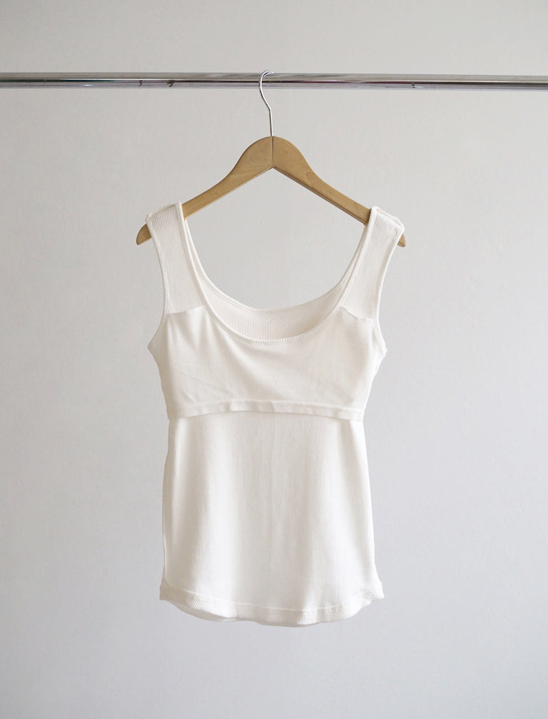 〔FRUIT OF THE LOOM〕Rib tank with cup / WHITE / Mサイズ
