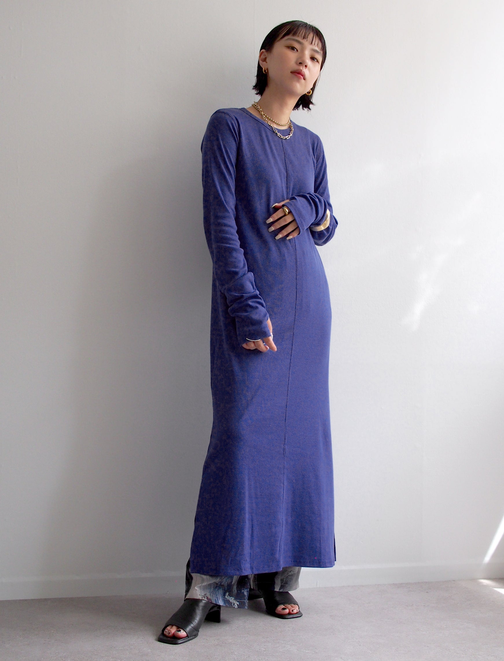 Rib One Piece / BLUE / 158cm