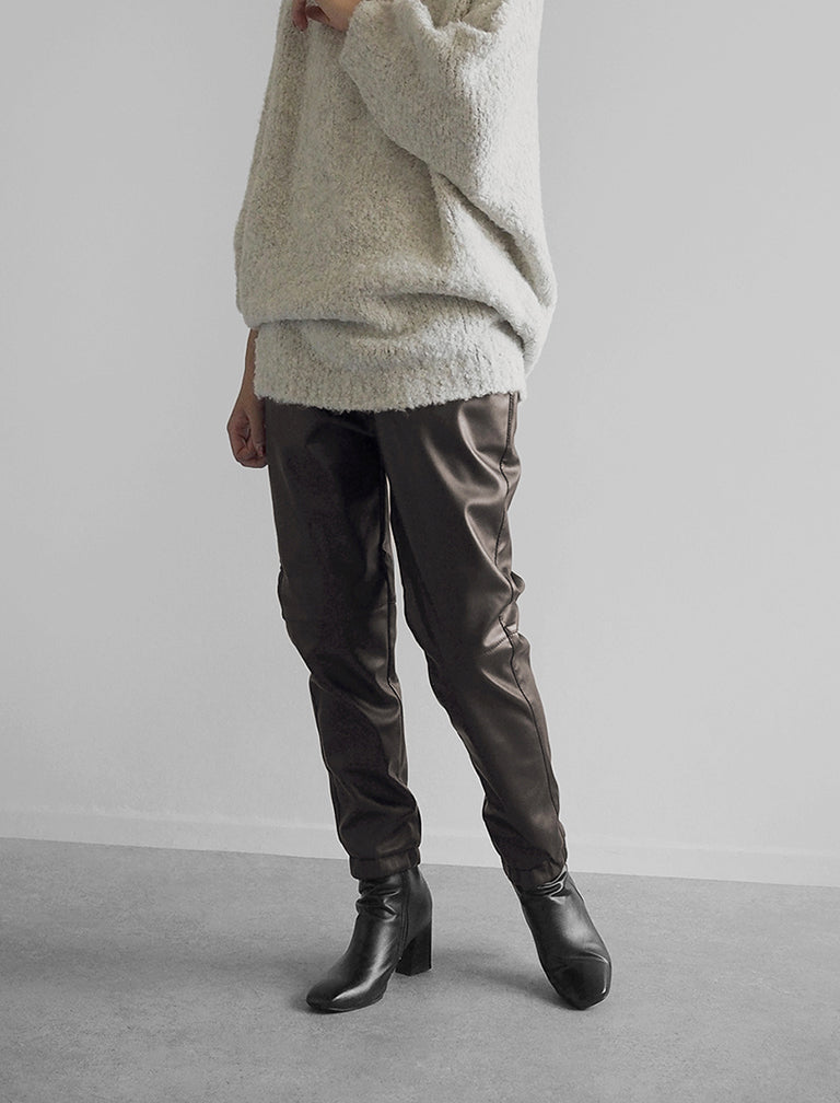 Eco Leather Pants / BROWN / 158cm