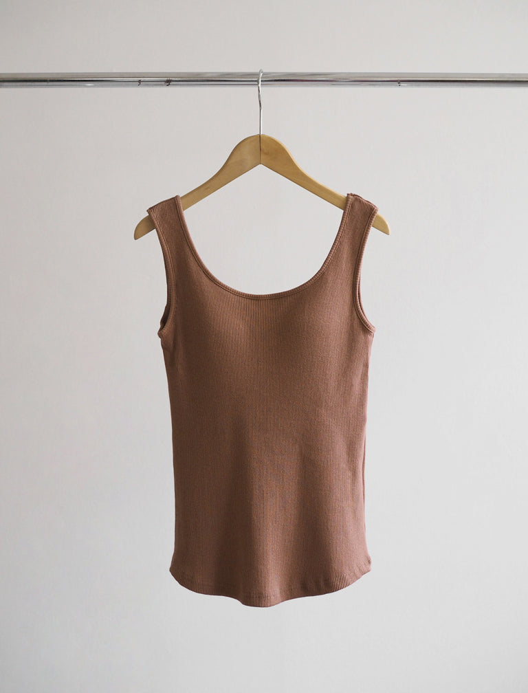 〔FRUIT OF THE LOOM〕Rib tank with cup / BROWN / Mサイズ