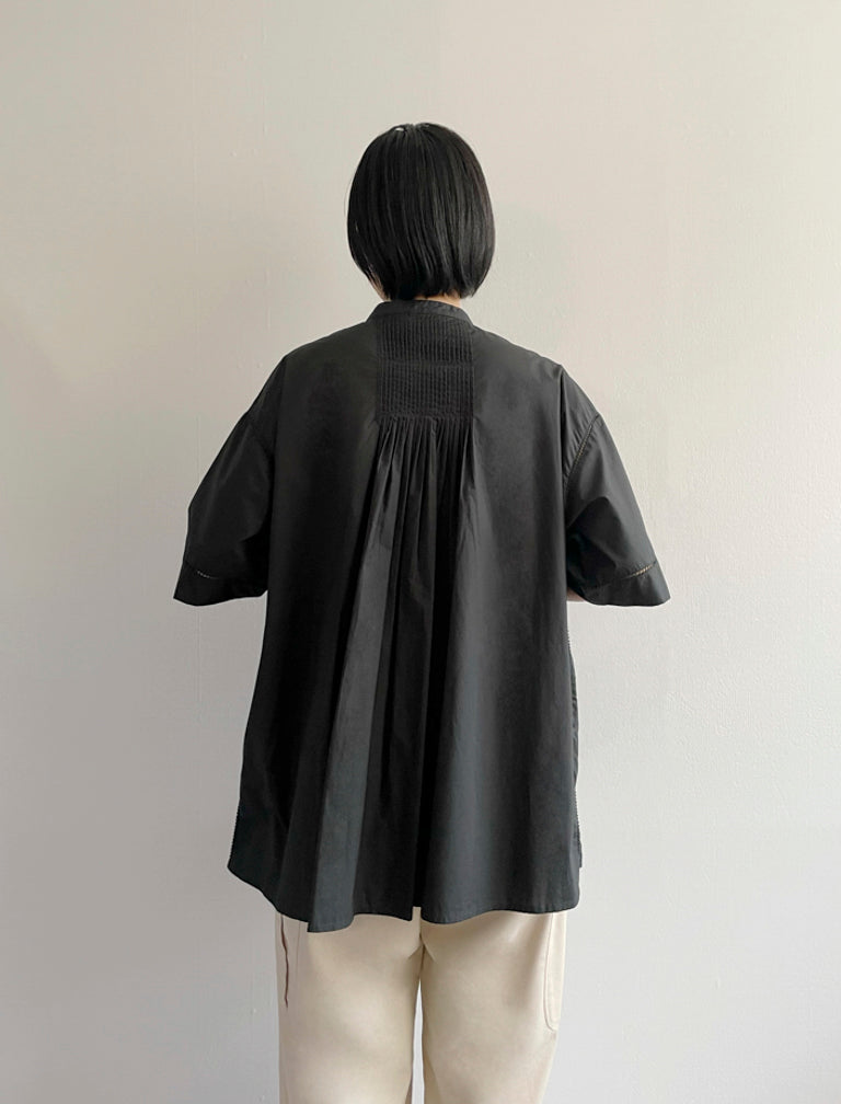 〔INDIA INDUSTRY〕Baran_Pin Tuck Shirt / 1 / BLACK / 166cm