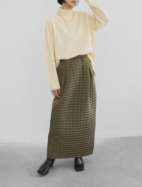 Quilt Skirt / KHAKI / 158cm