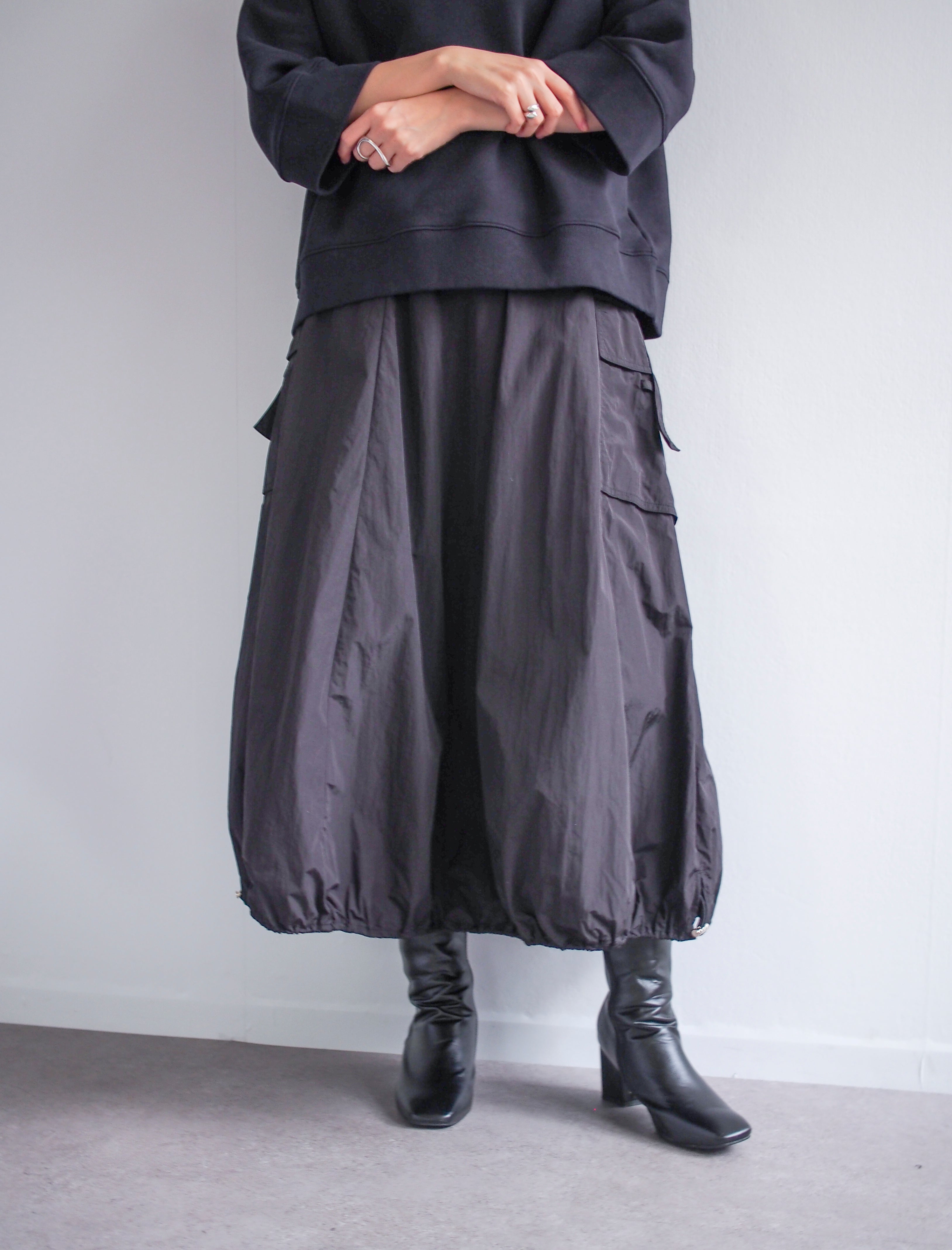 Nylon Balloon Skirt / BLACK / 166cm
