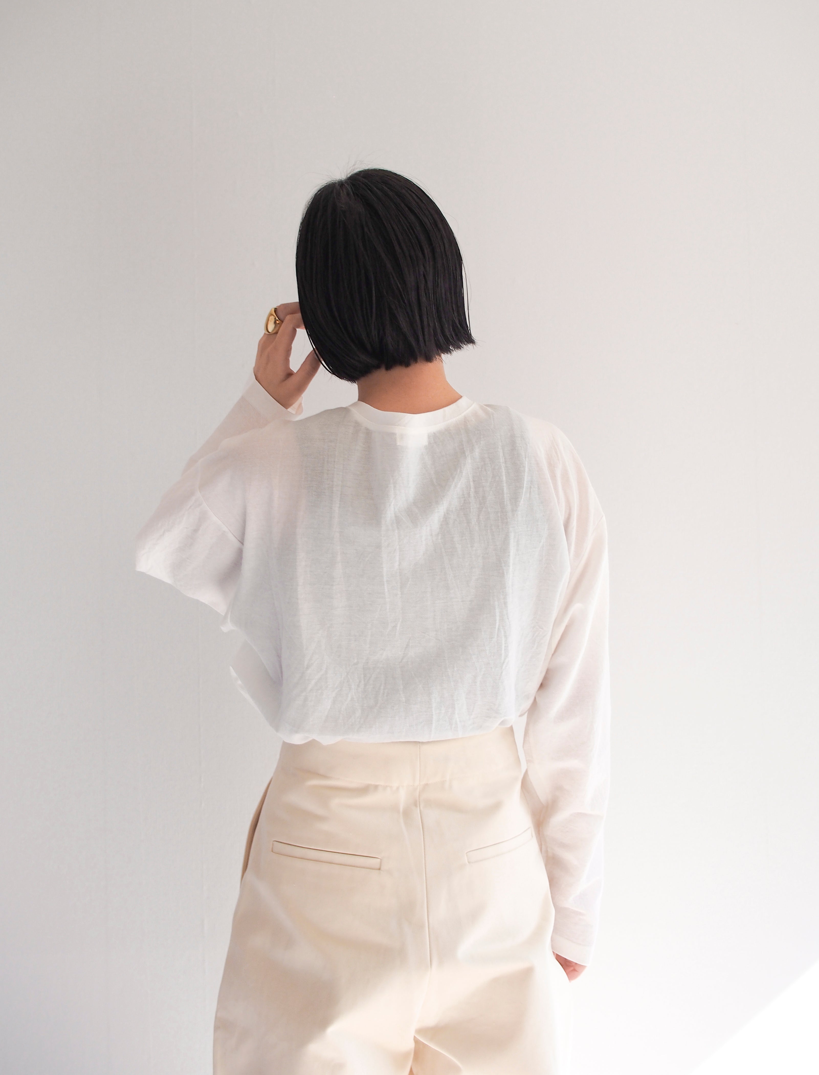 Sheer Big Pullover / WHITE / 158cm