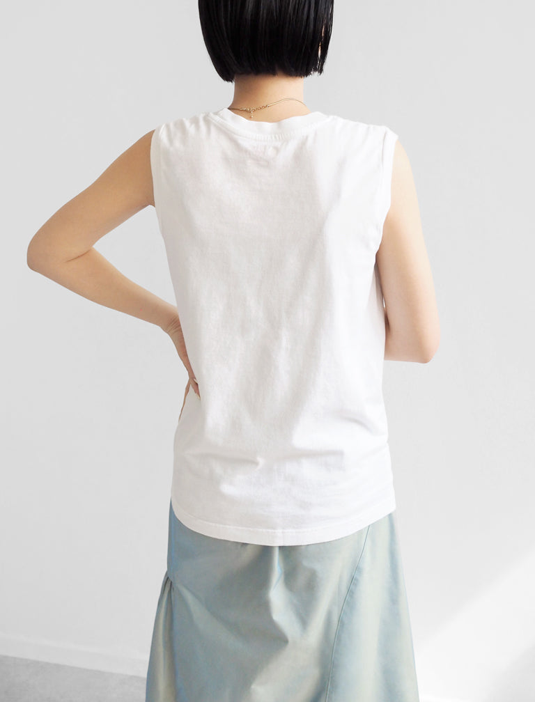 〔HANES〕SLEEVELESS T / WHITE / 158cm
